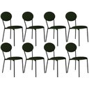Ver imagem 1 de Kit 08 Cadeiras Estofada para Sala de Jantar Azuri Preto C01 Linho Verde Musgo - Lyam Decor