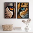 Ver imagem 2 de Kit 2 Quadros Decorativos Olhos de Felinos 24x18cm:madeira Branca