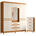Ver imagem 1 de Guarda Roupa Casal New Fusion 10 Portas e Cômoda Mobi Cinamomo Off White - Móveis Albatroz