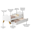 Ver imagem 4 de Cama Infantil Angel Branco com Auxiliar Montessoriana Pés de Madeira Proteção Lateral de Mdf