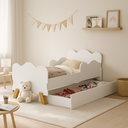 Ver imagem 1 de Cama Infantil Angel Branco com Auxiliar Montessoriana Pés de Madeira Proteção Lateral de Mdf