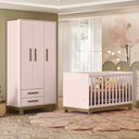 Ver imagem 1 de Quarto de Bebê Qencanto Slim com Roupeiro 4340 e Berço Mini Cama 4315 Qmovi Rosa Acetinado