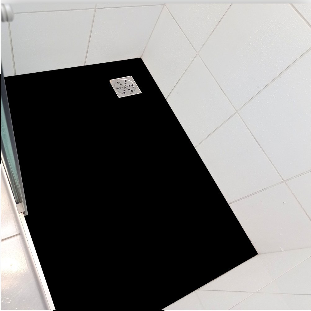 Piso vinil para banheiro box antiderrapante preto Colacomigo Adesivo piso box 1,20 x 0,80 metros - 1