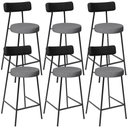 Ver imagem 1 de Kit 06 Banquetas Baixa Cozinha Jantar Milão L02 Couríssimo Preto Linho Cinza Escuro - Lyam Decor