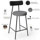 Ver imagem 4 de Kit 06 Banquetas Baixa Cozinha Jantar Milão L02 Couríssimo Preto Linho Cinza Escuro - Lyam Decor