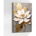 Ver imagem 1 de Quadro Decorativo para Sala Quarto Hall 90x130 Flor Dourada Elegante Floral Grande