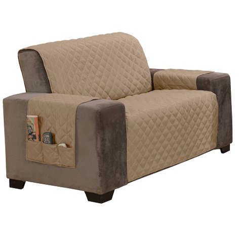 Protetor de Sofá King 2 Lugares Classic 100% Poliéster:cáqui