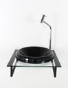 Ver imagem 1 de GABINETE COM CUBA DE VIDRO CHAPEU 10MM COM TAMPO 40CM PRETO MAIS TORNEIRA METAL CROMADA