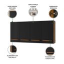 Ver imagem 4 de Armário Aéreo Cozinha 120cm 4 Portas Parede Madeira Preto