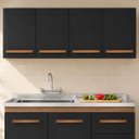 Ver imagem 1 de Armário Aéreo Cozinha 120cm 4 Portas Parede Madeira Preto