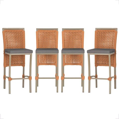 4 Banqueta em Alumínio Roma Fendi Corda Náutica Tecido 11