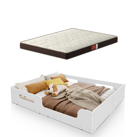 Cama Casal Montessoriana Infantil Princesa Moderna Manina/Manino MDF c/ Colchão Pelmex - Branco