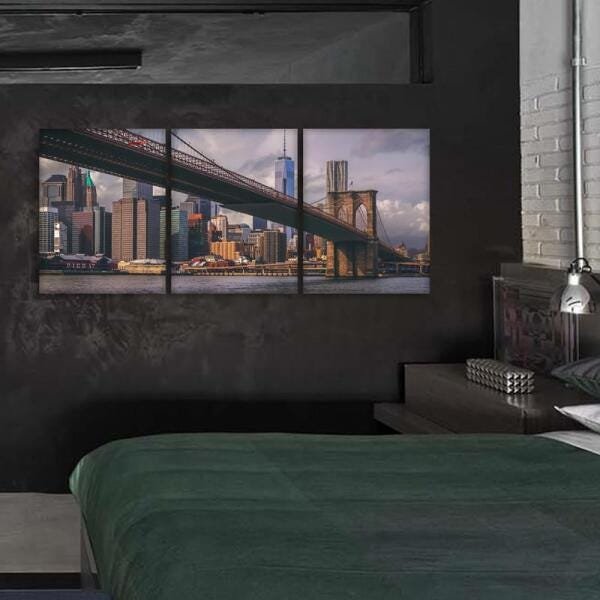 Quadro Ponte Do Brooklyn Nova York Decorativo 125X40 - 1