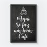 Quadro Para Cozinha Frase Bom Café Decorativo Com Moldura - 1