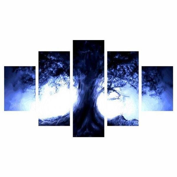 Quadro Arvore Iluminada Conjunto 5 Peças 160X80 - 1