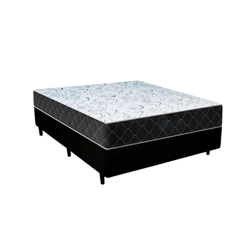 Cama Box Casal Sintético Preto com Colchão Espuma D33 Marrocos 30cm