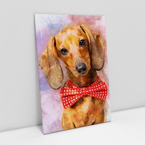 Quadro Cachorro Salsichinha Basset Colorido Moderno Pra Sala - 1