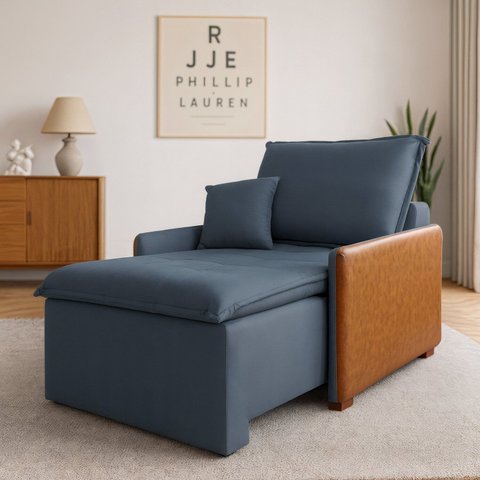 Poltrona Retrátil e Reclinável Base Madeira Maciça Atena