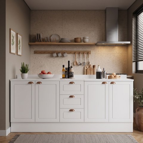 Cozinha Compacta 2 Peças 4 Portas 3 Gavetas 200cm com Tampo