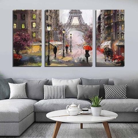 Quadros Decorativos Paris Torre Eiffel 3 Peças