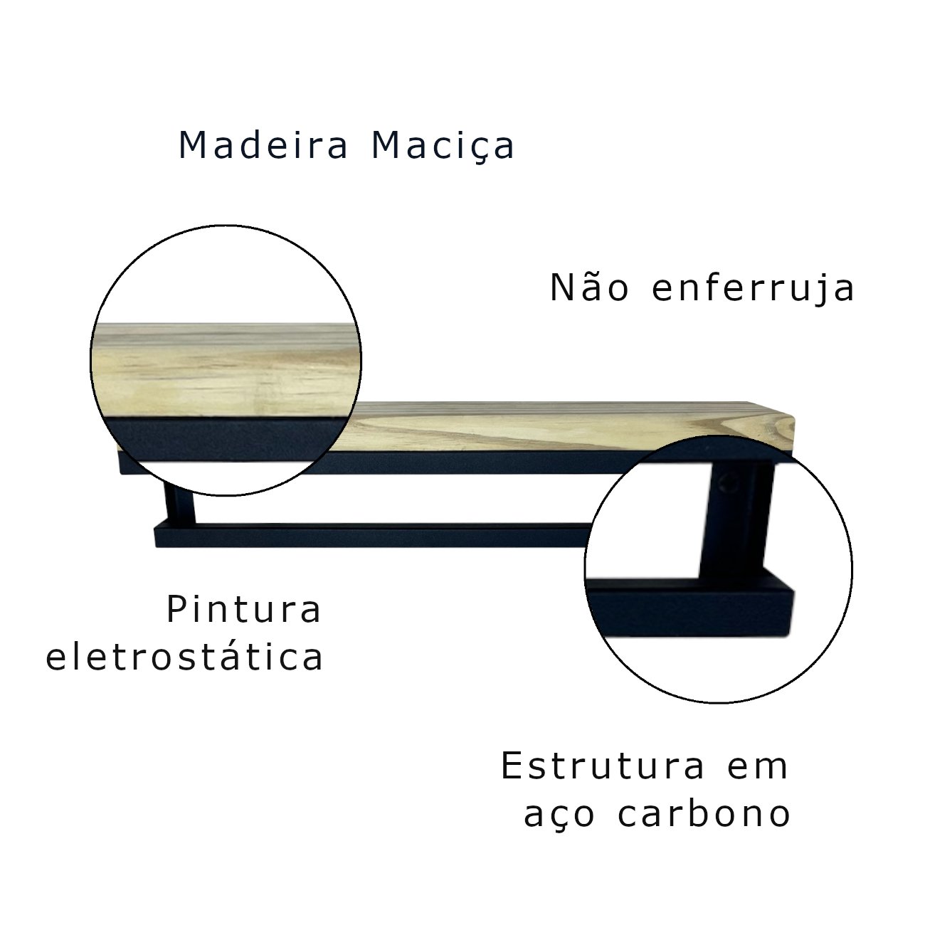 Toalheiro com Prateleira Strassis Design Sd-4004 40 Preto - 6