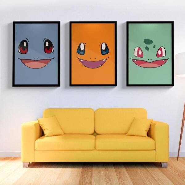 Quadro Decorativo Desenho Jogos Pokémon Decorar