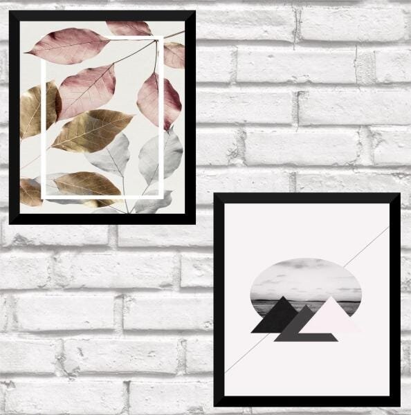 Kit 2 Quadros Decorativos Abstrato Geométrico 25X30Cm - 2