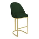 Ver imagem 1 de Banqueta Alta Bela Suede Verde Base Metálica Industrial Dourado - Pallazio