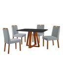 Ver imagem 1 de Conjunto Sala de Jantar Mesa Floripa 120x80cm Preto com 4 Cadeiras Dallas Linho Cinza