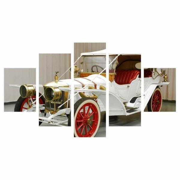 Quadro Carro Classico Branco Para Decorar 114X65 - 1