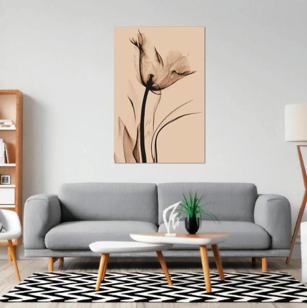 Quadro Flor Em Raio X Vertical Para Decoração Corredor Sala - 2