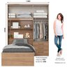 Guarda Roupa Cravo 4 Portas e 3 Gavetas com Cama Jequitibá Brilho - Henn - 4