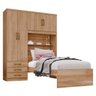 Guarda Roupa Cravo 4 Portas e 3 Gavetas com Cama Jequitibá Brilho - Henn - 2