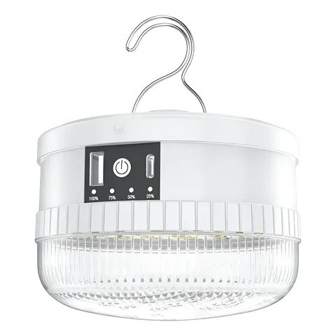 Luminária para Barraca Carisma Recarregável - 4 Níveis, Usb + Pilhas Aaa/18650, Branca