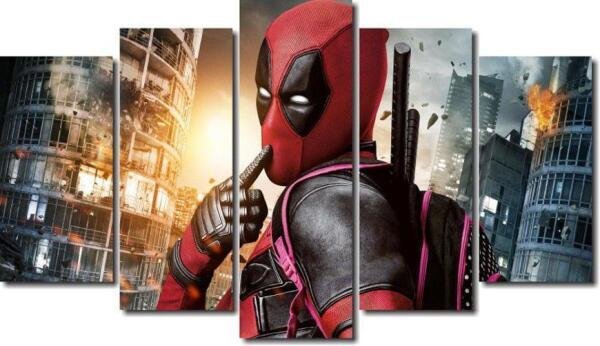 Quadro Decorativo Filme Deadpool Para Quartos/Salas 5 Peças - 1
