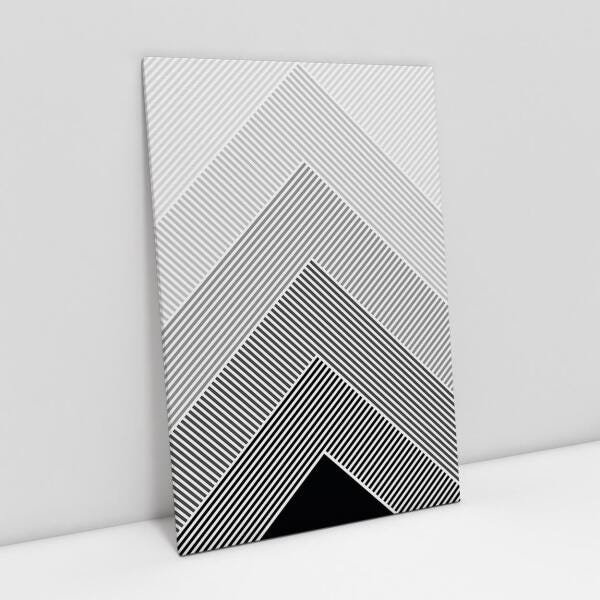 Quadro Abstrato Moderno Padrão Faixas Preto Branco E Cinza - 2