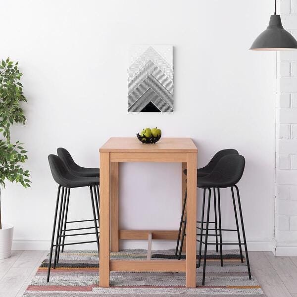 Quadro Abstrato Moderno Padrão Faixas Preto Branco E Cinza - 1