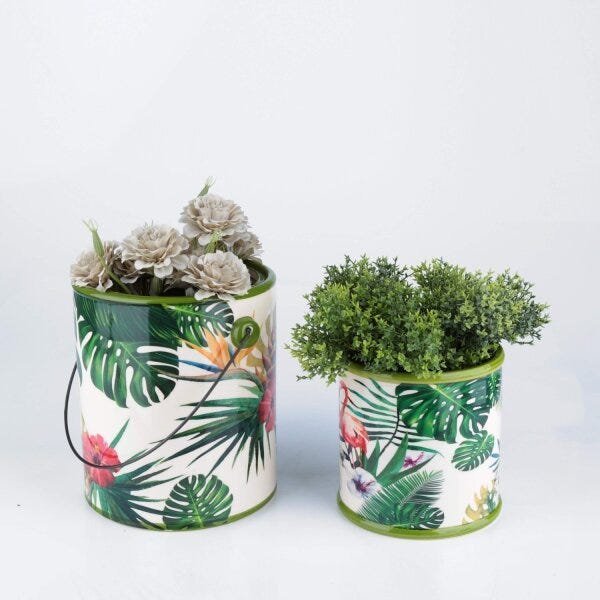 Cachepot Cerâmica Rounded Green Leaves Urban - 3
