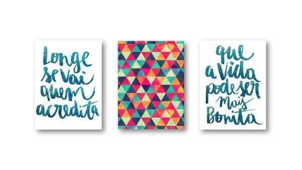 Quadros Decorativos Frases 10 20X26Cm Em Metal 3 Peças - 1