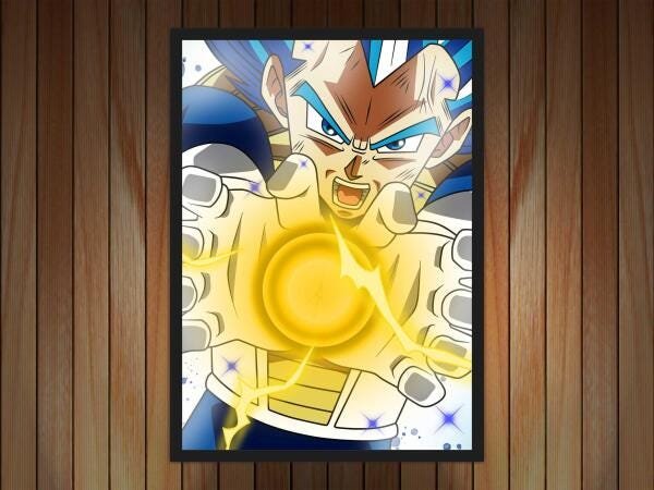 Quadro Dragon Ball Vegeta Anime Desenho com Moldura G015 - 2