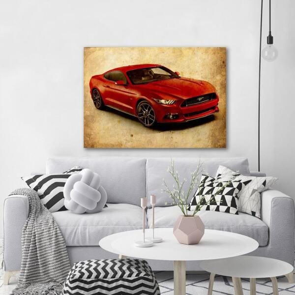 Quadro Decorativo Carro Mustang Vintage Para Quarto - 3