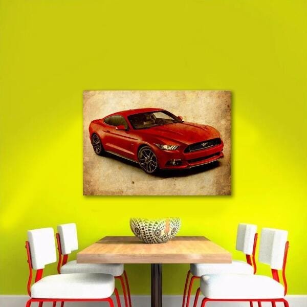 Quadro Decorativo Carro Mustang Vintage Para Quarto - 2