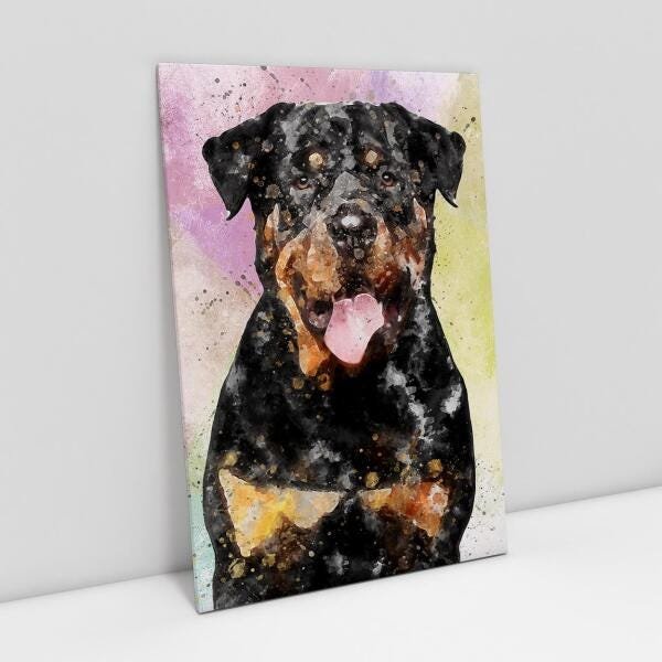 Quadro Cachorro Rottweiler Pet Colorido Decorativo Para Sala - 1