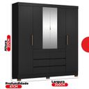 Ver imagem 3 de Guarda-Roupa Casal 4 Portas Cadis Touch Móveis Preto/Amêndola