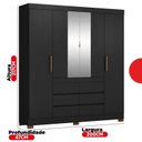 Ver imagem 3 de Guarda-Roupa Casal 4 Portas Cadis Touch Móveis Preto/Amêndola
