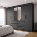 Ver imagem 1 de Guarda-Roupa Casal 4 Portas Cadis Touch Móveis Preto/Amêndola