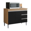Ver imagem 1 de Balcão Gabinete Cozinha Andréia 100cm 2 Portas com Tampo Mdp Amêndoa/preto - Desk Design