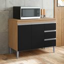 Ver imagem 2 de Balcão Gabinete Cozinha Andréia 100cm 2 Portas com Tampo Mdp Amêndoa/preto - Desk Design