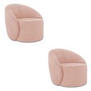 Ver imagem 1 de Poltrona Decorativa Orgânica Giratória Kit 2 Lua Veludo Rosê D03 - D’Rossi