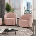 Ver imagem 2 de Poltrona Decorativa Orgânica Giratória Kit 2 Lua Veludo Rosê D03 - D’Rossi